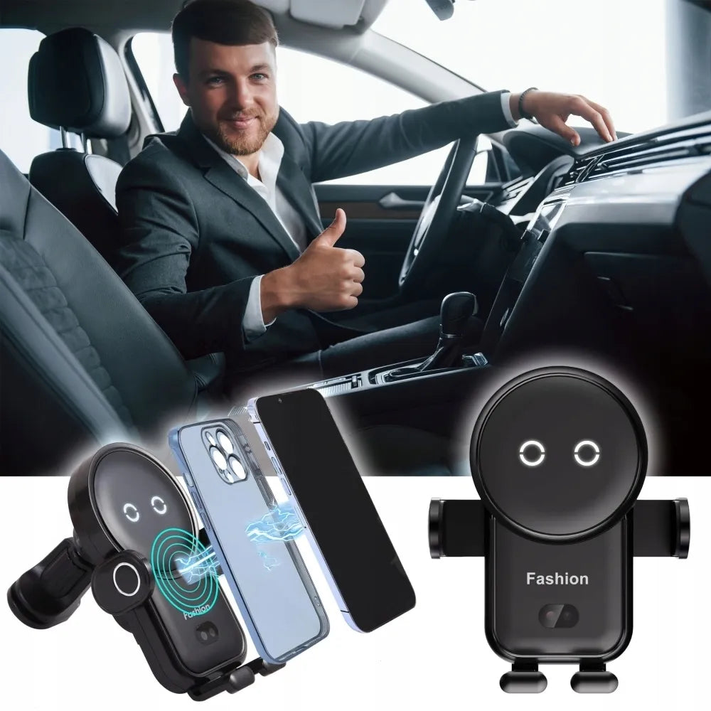 Automobilinis telefono laikiklis su belaidžiu įkrovimu (IQ / Qi)