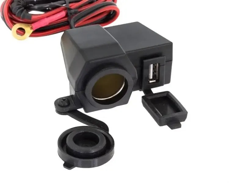 Automobilinis 12V lizdas su USB 5V 2A įkrovikliu, skirtas automobilių elektros jungtims, su įkrovimo lizdu ir USB jungtimi.