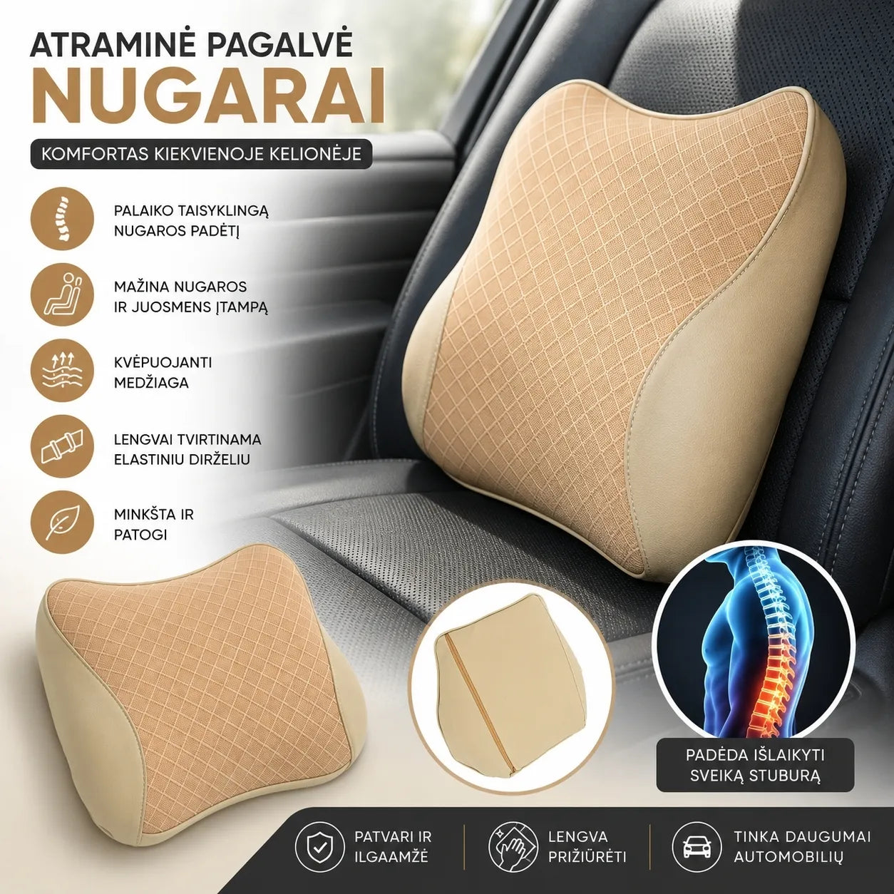 Automobilio nugaros atraminė pagalvė
