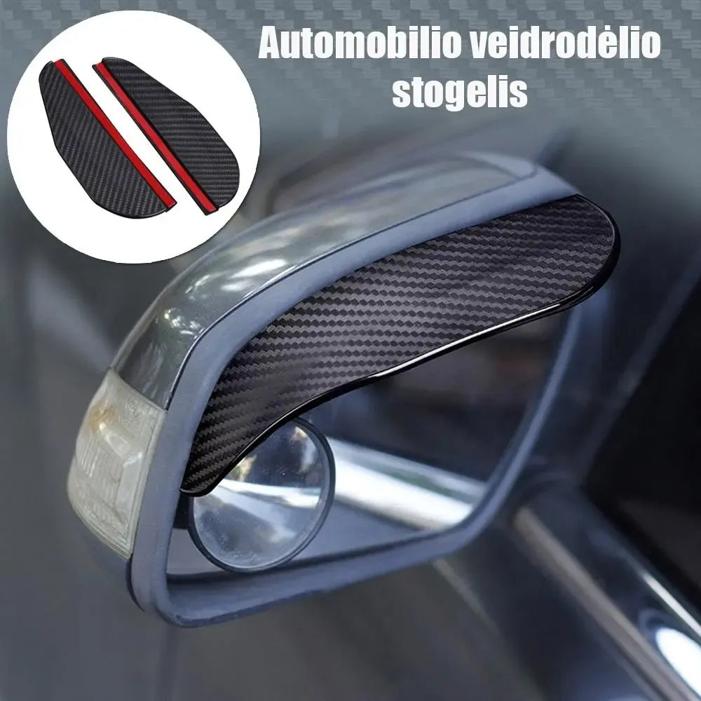 Automobilio veidrodėlio stogelis „Carbon“, apsauga nuo lietaus ir geresnis matomumas, montuojamas ant šoninio veidrodžio.