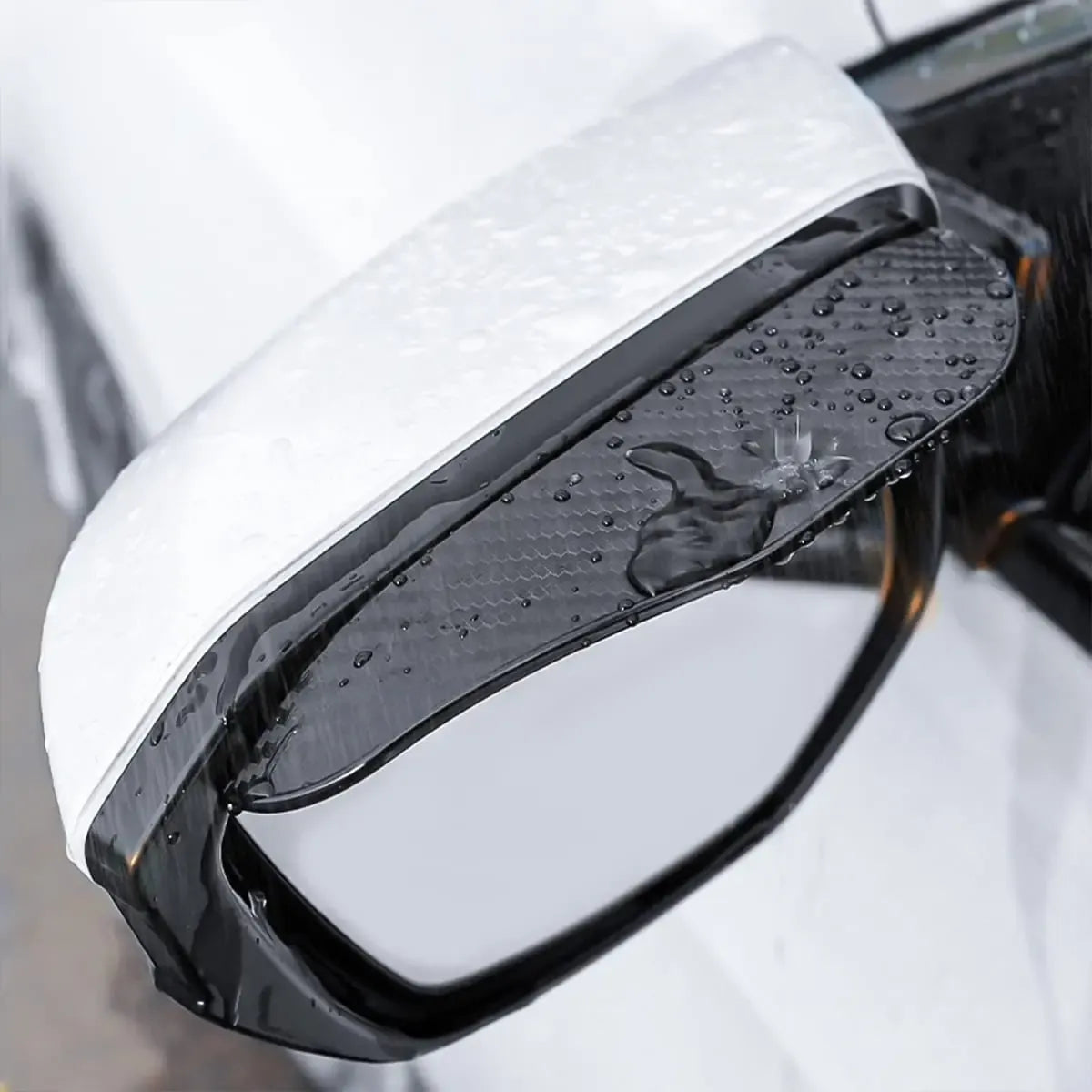 Automobilio veidrodėlio stogelis „Carbon“, apsauga nuo lietaus ir geresnis matomumas, automobiliui, juodas ir anglies pluošto dizainas