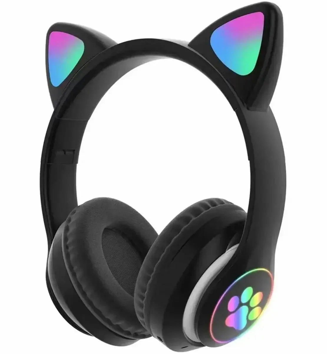 Belaidės vaikų ausinės su LED katės ausytėmis ir Bluetooth 5.0, patogios ir spalvingos vaikų ausinės šventei ar kasdieniam naudojimui