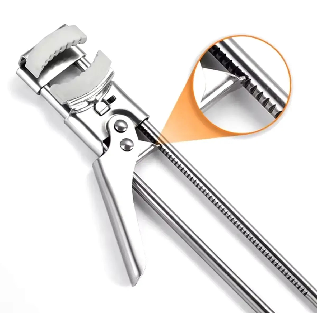 Universali reguliuojama butelių ir stiklainių atidarytuvas su rankena, tinka įvairių dydžių buteliams ir stiklainių atidarymui.