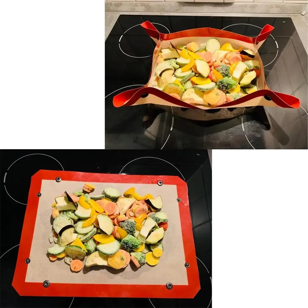 Daugkartinis silikoninis kepimo kilimėlis su rėmeliu, 40x30 cm, orkaitėms, atsparus karščiui, patogus ir lengvai valomas.