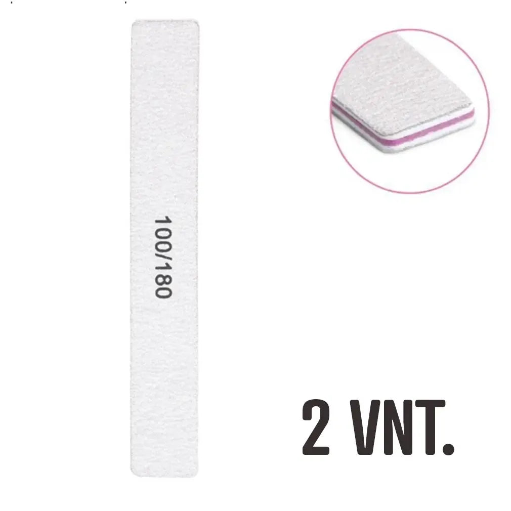 Profesionalios nagų dildės 100/180 grit, 2 vnt. nagų priežiūros įrankiai, tinkami nagų formavimui ir šlifavimui.