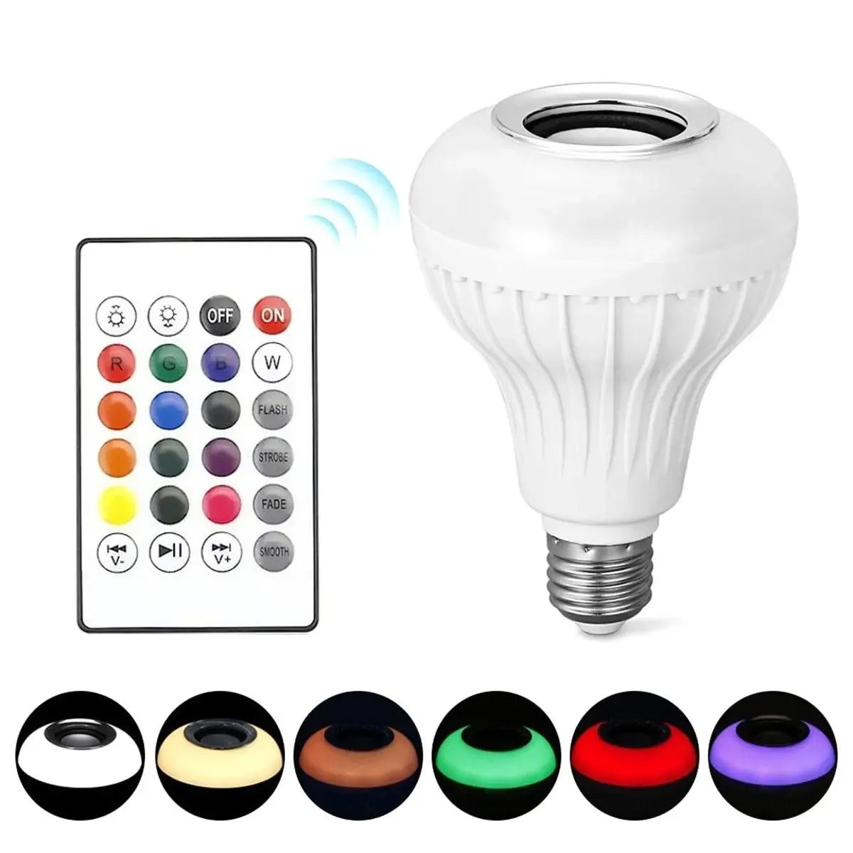 Disko LED lemputė su Bluetooth garsiakalbiu, E27 lizdas, spalvinga apšvietimo ir garso kombinacija, modernus apšvietimo sprendimas
