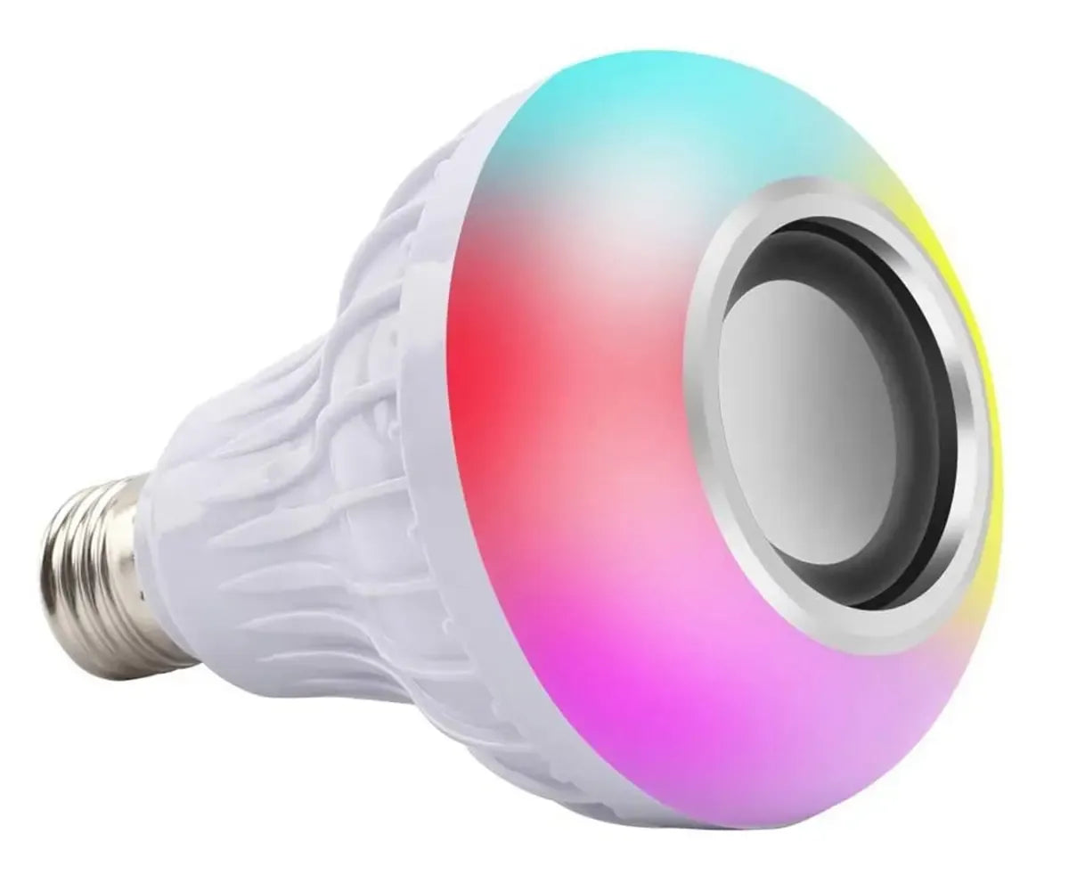 Disko LED lemputė su Bluetooth garsiakalbiu, E27 lizdas, spalvotas apšvietimas ir muzikos grojimo funkcija.