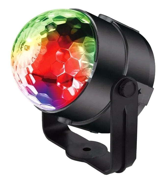 Diskotekų LED RGB šviesos efektų lempa su pulteliu