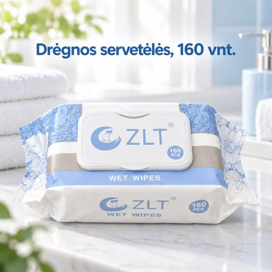 Drėgnos servetėlės 160 vnt. TR2296A, minkštos ir švarios, tinka kasdieniam naudojimui, higieniškos ir patogios lietimui.