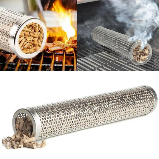 Dūmų generatorius kepsninėms „Tube Smokers“ su metaliniu korpusu, skirtas dūmų gamybai kepimui ir rūkymui.