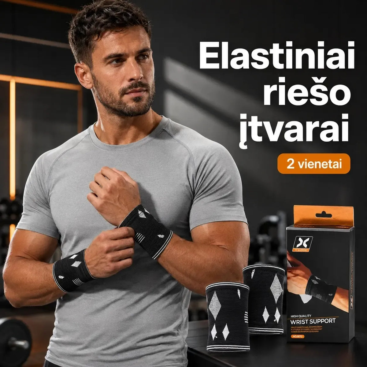 Elastinis riešo įtvaras „Wrist Support“ 5170, lankstus ir patogus riešo paramos įtvaras, skirtas stabilizacijai.