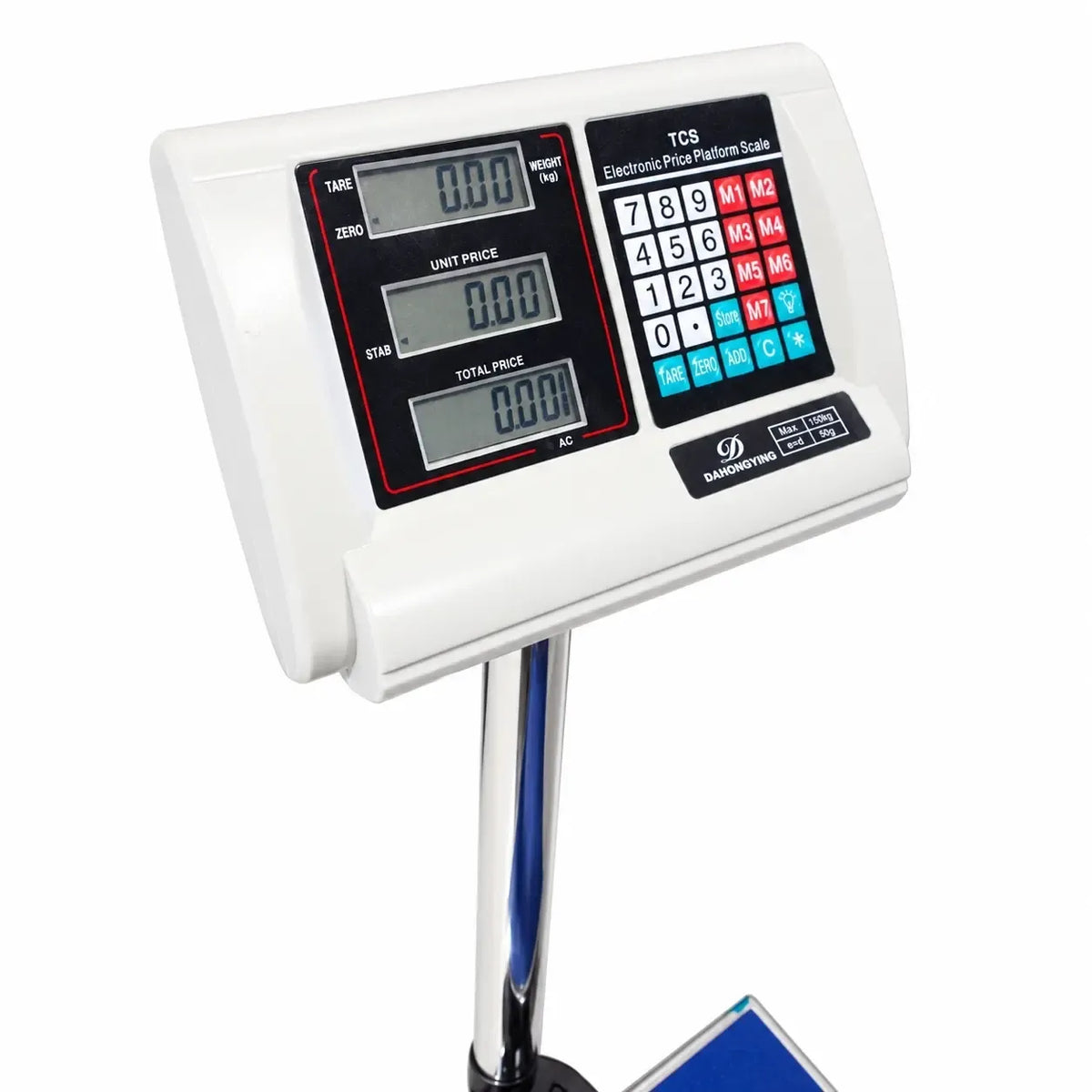 Elektroninės platforminės svarstyklės, maksimalus svoris 100 kg, tikslumas 20 g, dažytas metalinis pagrindas, skaitmeninis ekranas.