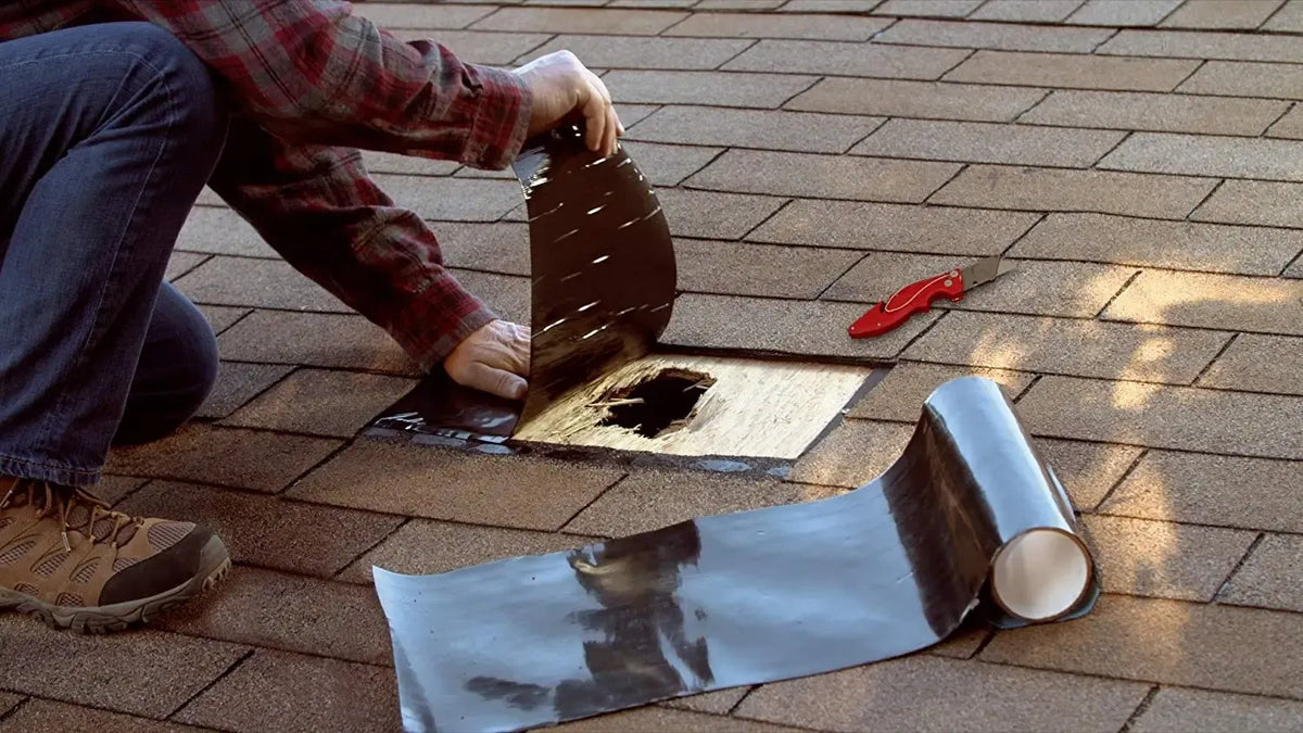 Juoda Flex Tape vandeniui atspari stipri lipni juosta, skirta sandarinimui ir remontui, matyti iš arti.