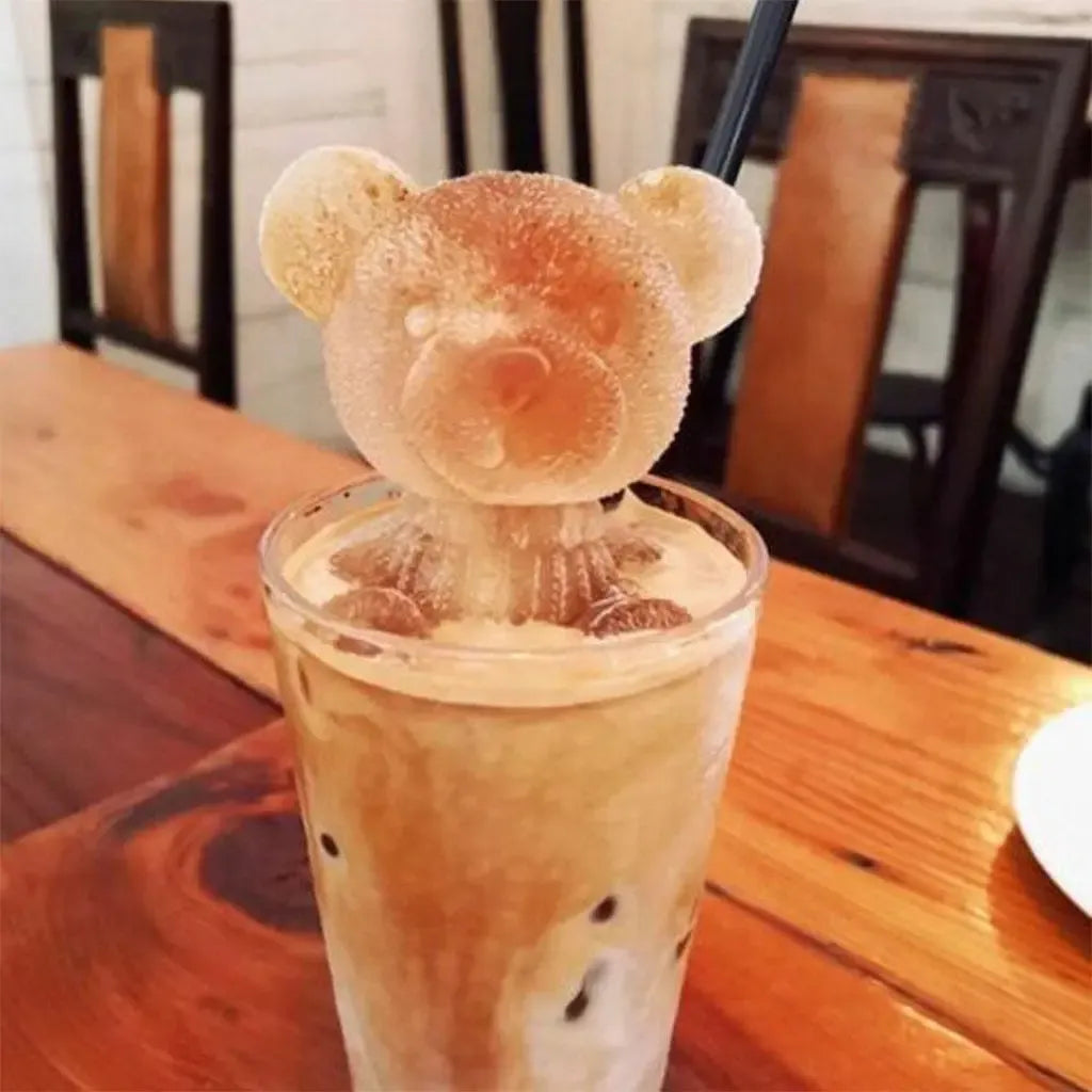 Silikoninė ledukų forma „Bear“ su meškiuko formos ledukų formos, skirta gėrimų ledukams gaminti.