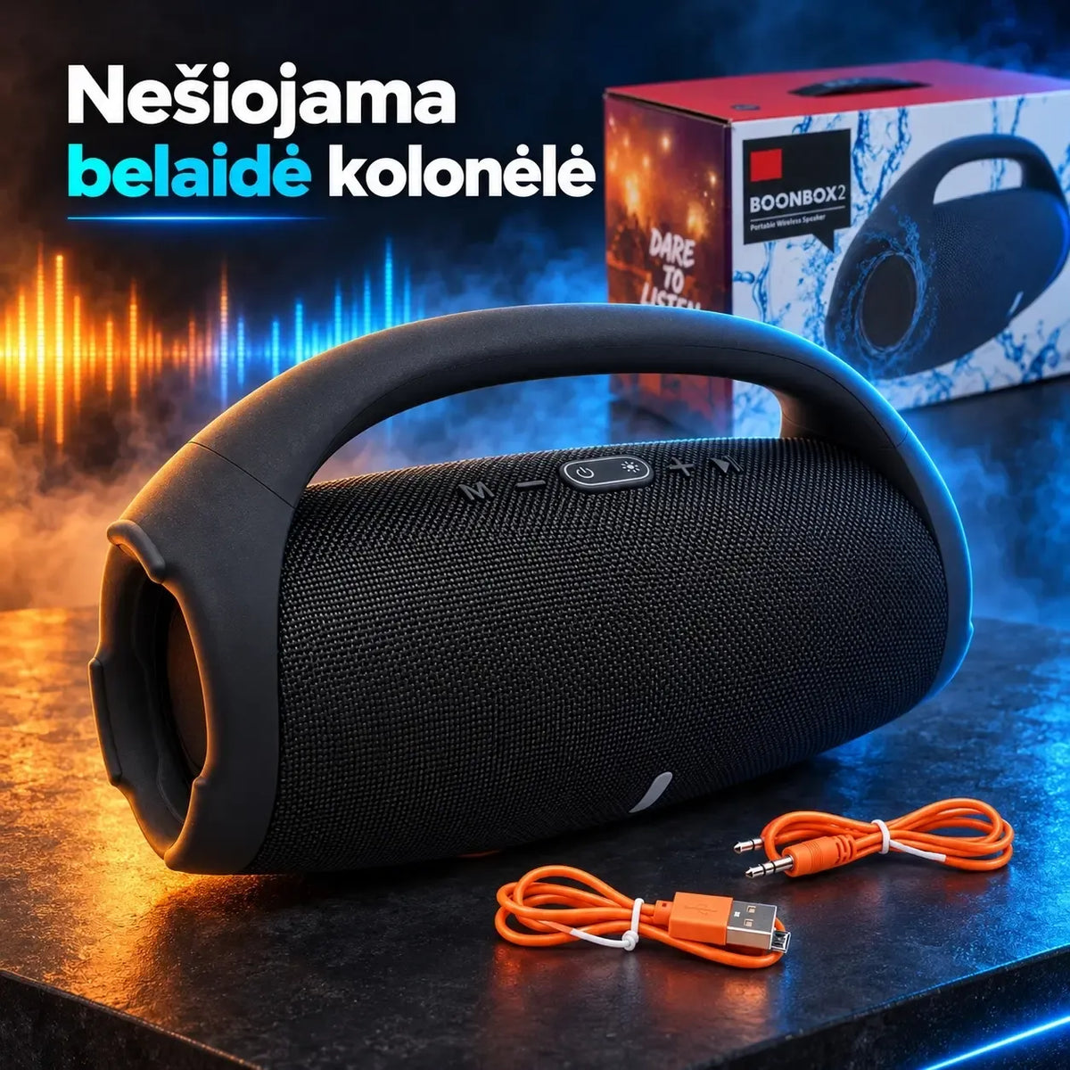 Garso kolonėlė TR2265A su garsiakalbiais ir valdymo mygtukais, juoda spalva, tinkama namų ar biuro naudojimui