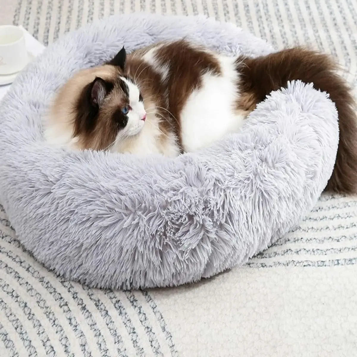 Patogus apvalus šunų guolis 55 cm, minkštas ir patogus, puikiai tinka mažiems ir vidutinio dydžio augintiniams.