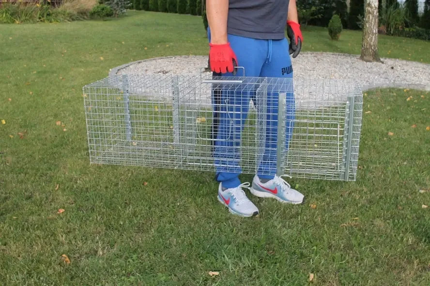 Dzīvķeramais slazds putniem un maziem dzīvniekiem ar 2 ieejām – 102 x 30 x 30 cm