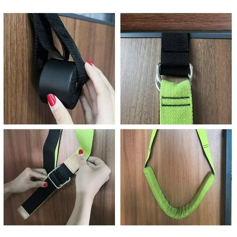 Jogos kūno tempimo diržas su durų inkaru, lankstumo ir tempimo pratimams, gelbsti gerinti kūno lankstumą ir elastinumą.