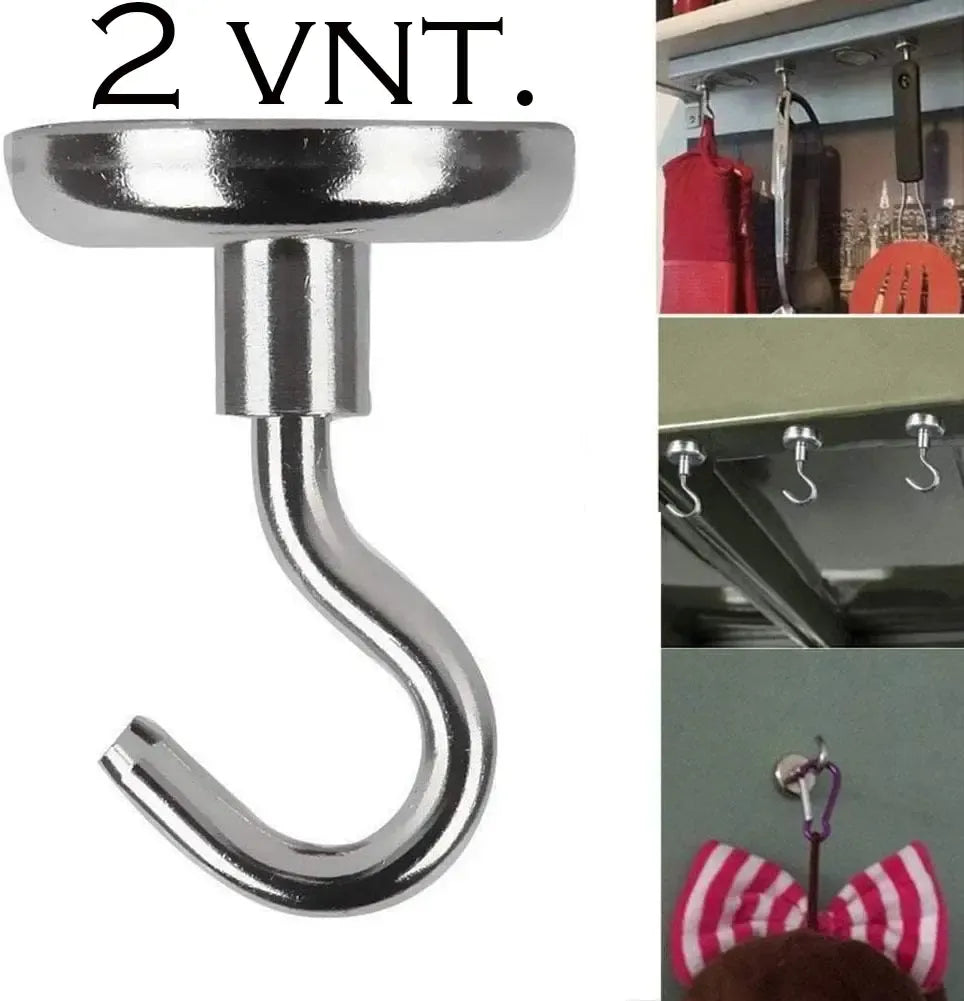 Magnetinis kabliukas su 25 mm ilgiais, pora, naudojamas namų ar biuro organizacijai ir kabinimui.