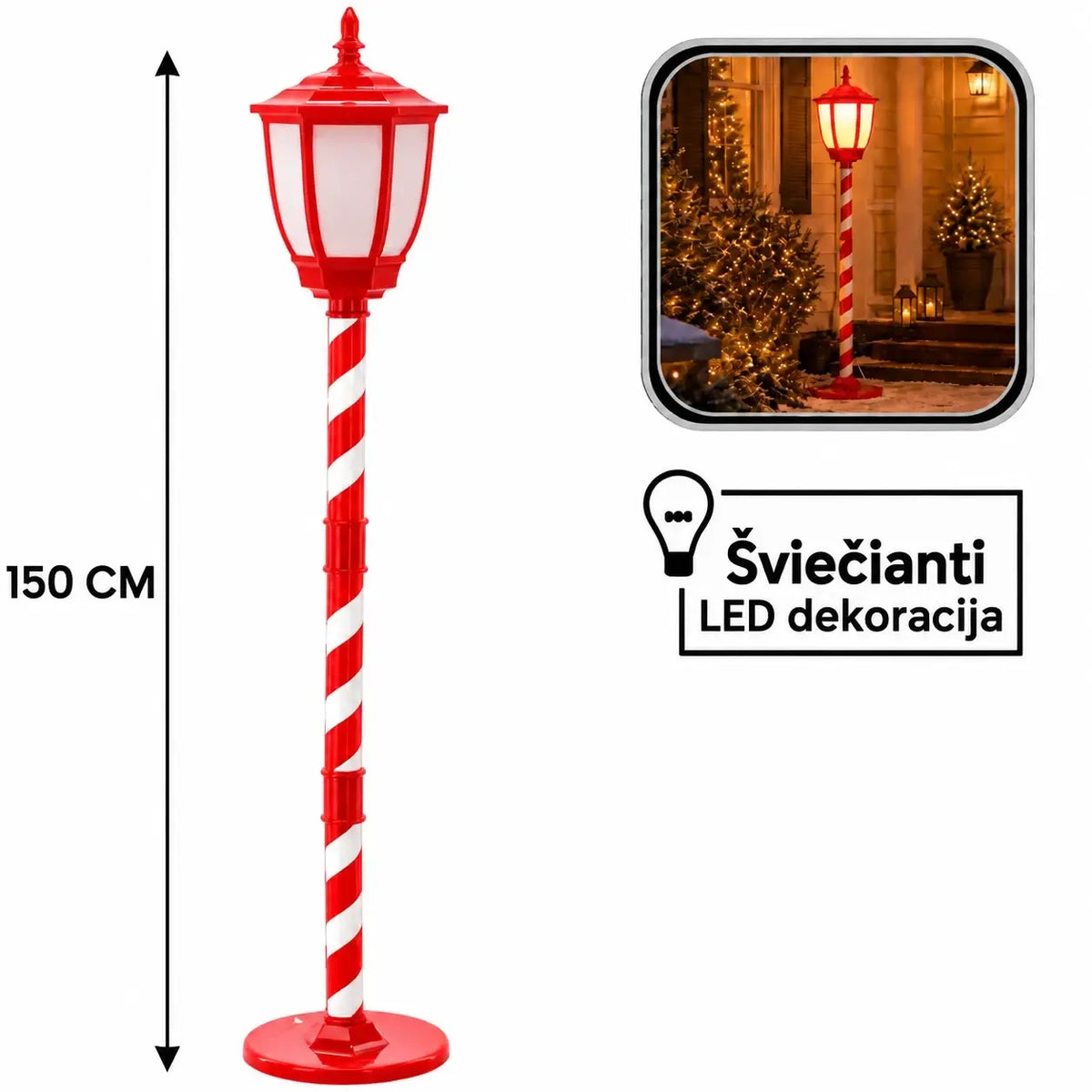Ziemassvētku LED laterna ar USB barošanu, 150 cm