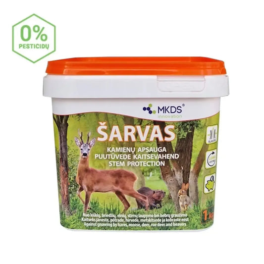 Kaminų apsauga nuo žvėrių ŠARVAS, 1 kg, natūralių medžiagų apsaugos priemonė medžių kamienams.