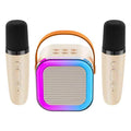 Karaoke kolonėlė su mikrofonais (Bluetooth, LED apšvietimas) Rožinė