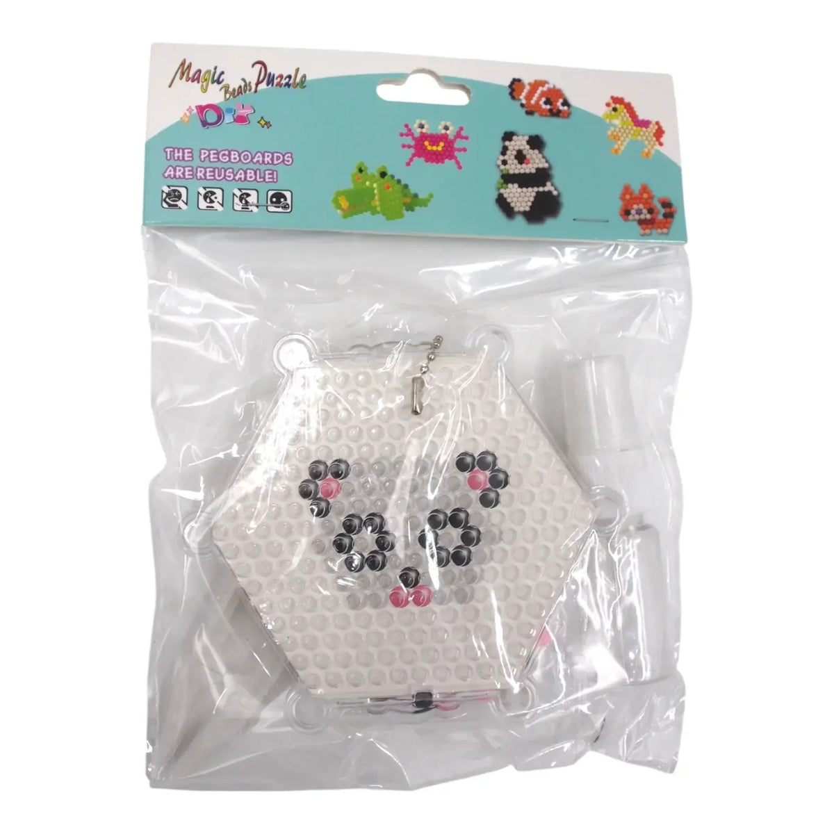 Vandens karoliukai „Magic Beads“ Panda rinkinys su pagrindu, spalvingi ir formuojami vandeniu, vaikų kūrybai ir žaidimams.