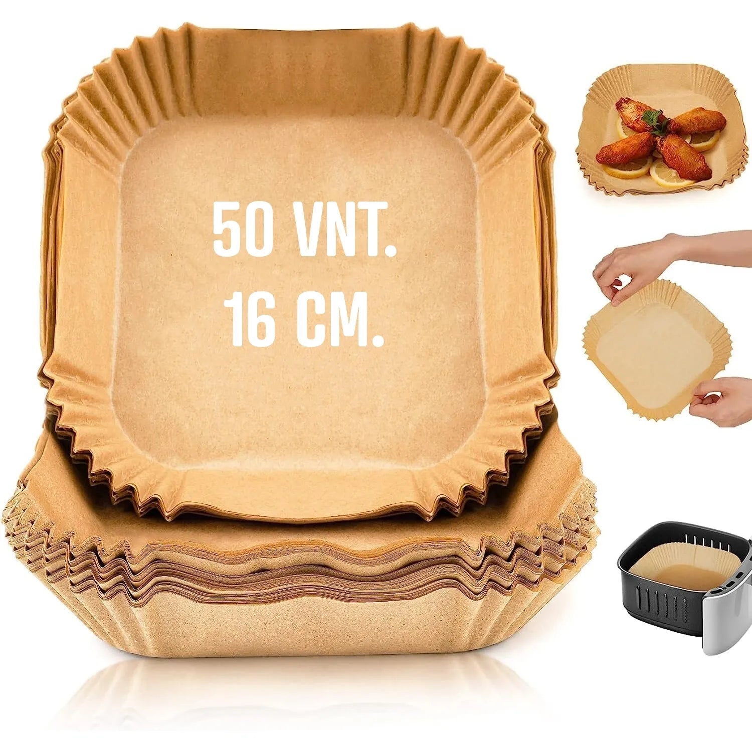 Kepimo popierinės formelės kvadratinės 16 cm (50 vnt.)