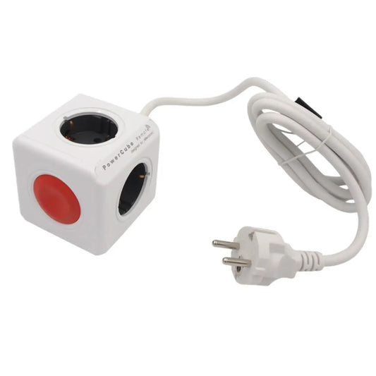 Keturvietis PowerCube ilgintuvas 150 cm su įjungimo/išjungimo jungikliu, juodas, lankstus ir patogus naudoti.