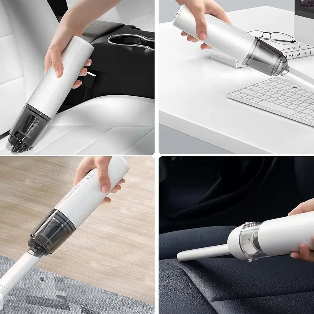 Kompaktiškas dulkių siurblys, patogus naudoti namų švarai, su rankena ir filtru, efektyvus valymui.