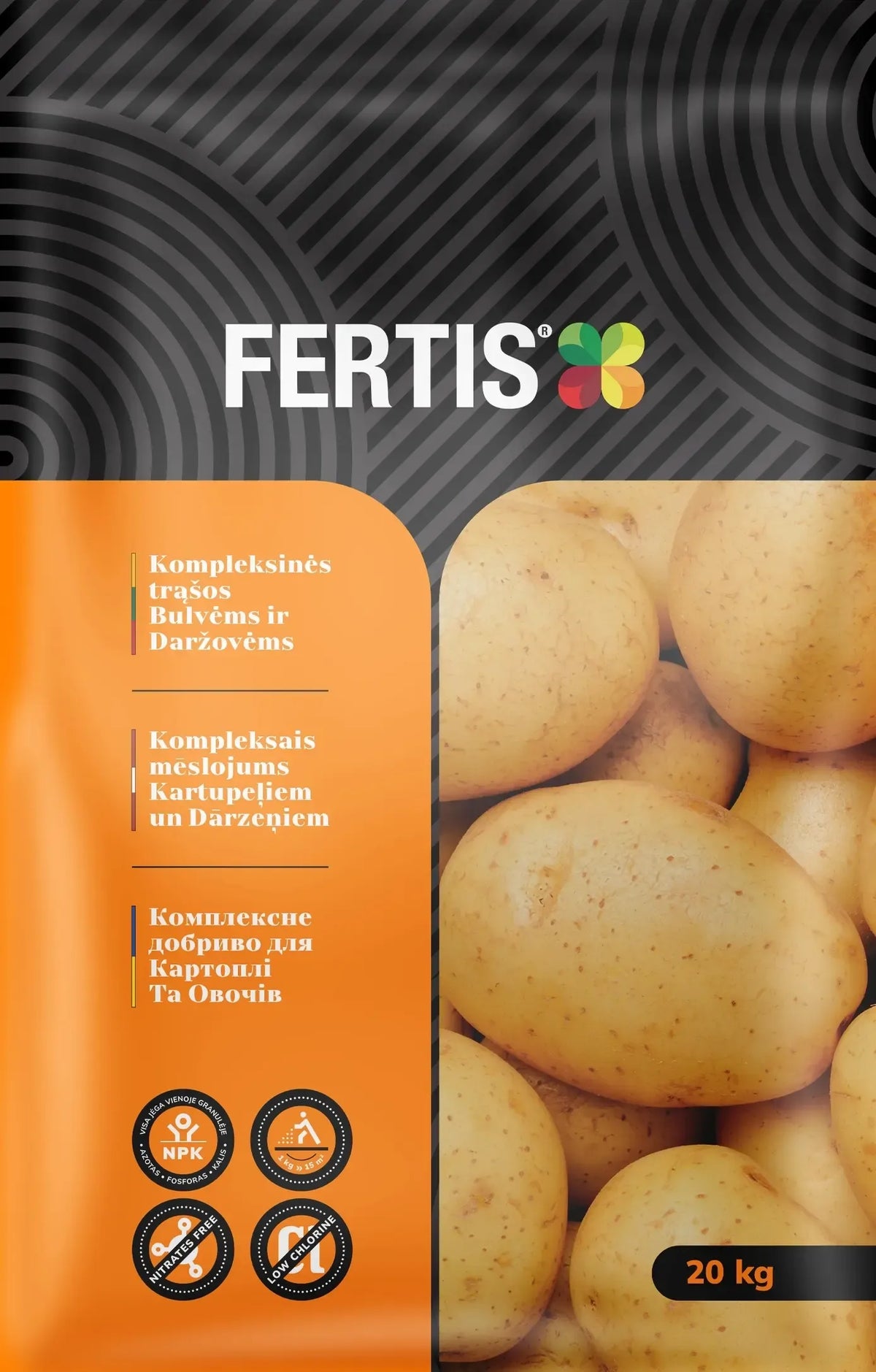 Kompleksinės trąšos Bulvėms ir daržovėms FERTIS, 20kg, rūpestingai paskirstytos trąšos augalų maitinimui ir derliui gerinti