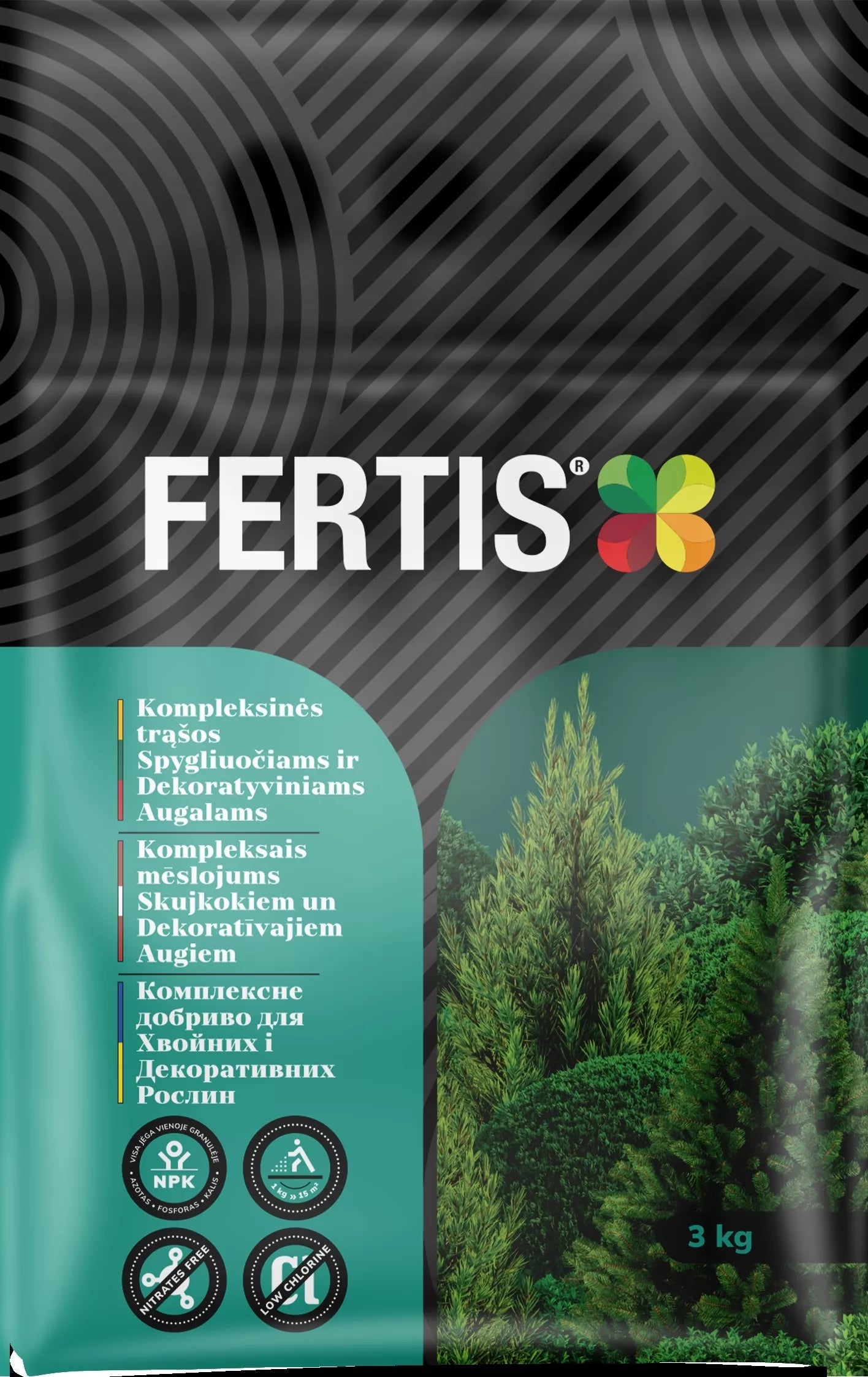Kompleksinės trąšos Spygliuočiams ir dekoratyviniams augalams FERTIS, 3kg