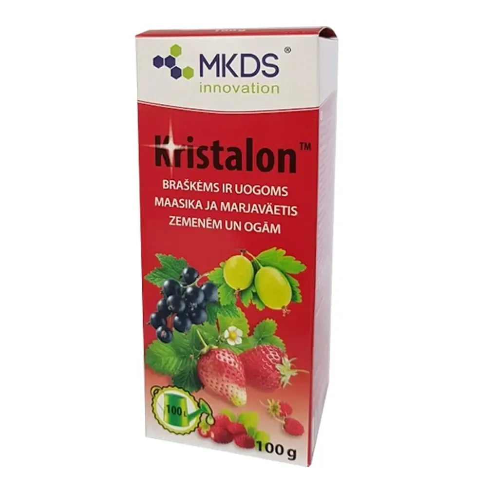 Raudonos Kristalon trąšos braškėms ir uoginiams augalams, 100 g, efektyvus maistingas papildas uogų augintojams
