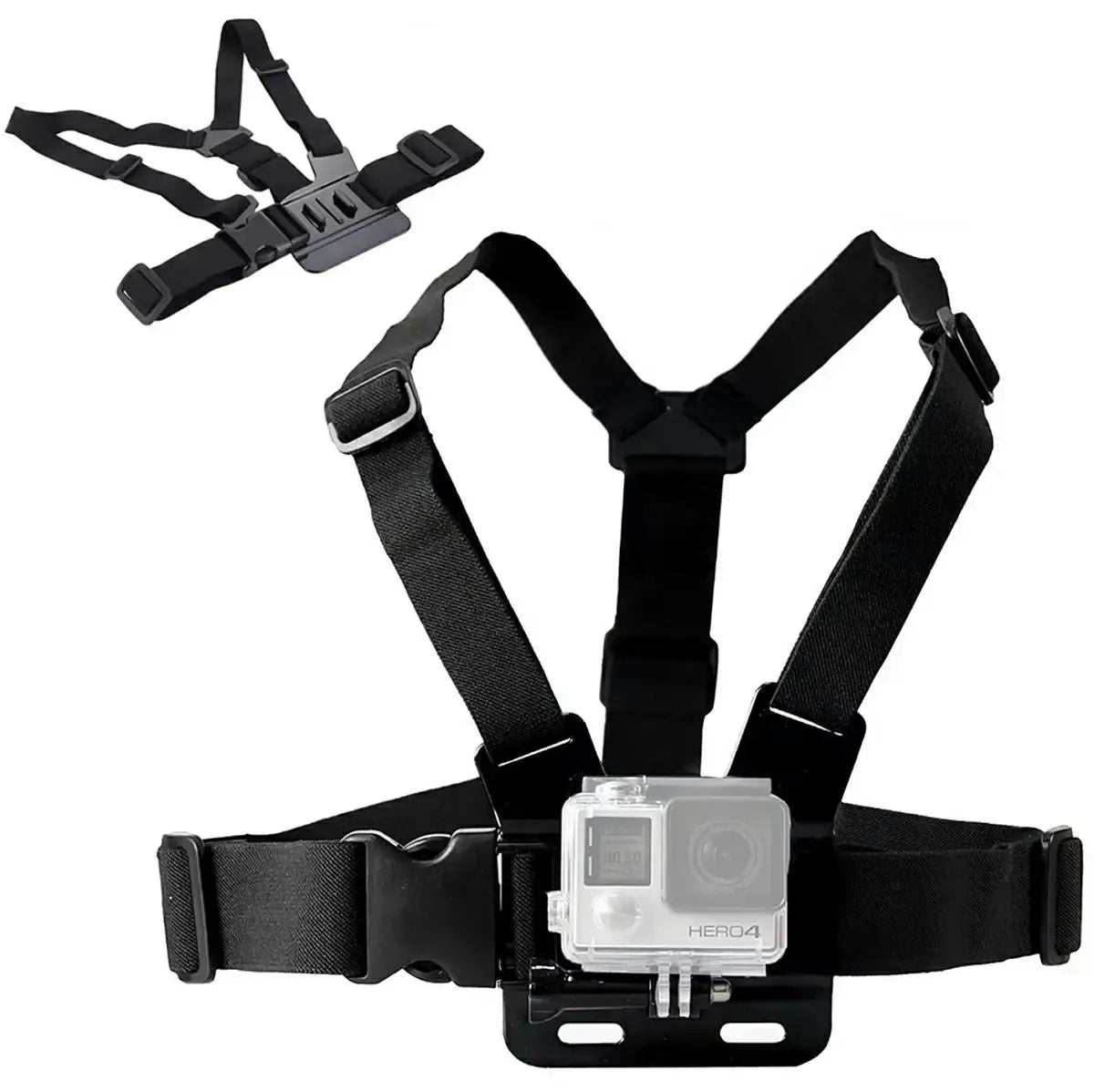 Krūtinės diržo laikiklis GoPro ir išmaniesiems telefonams, patogus sporto ir laisvalaikio fotografijai, juodas.