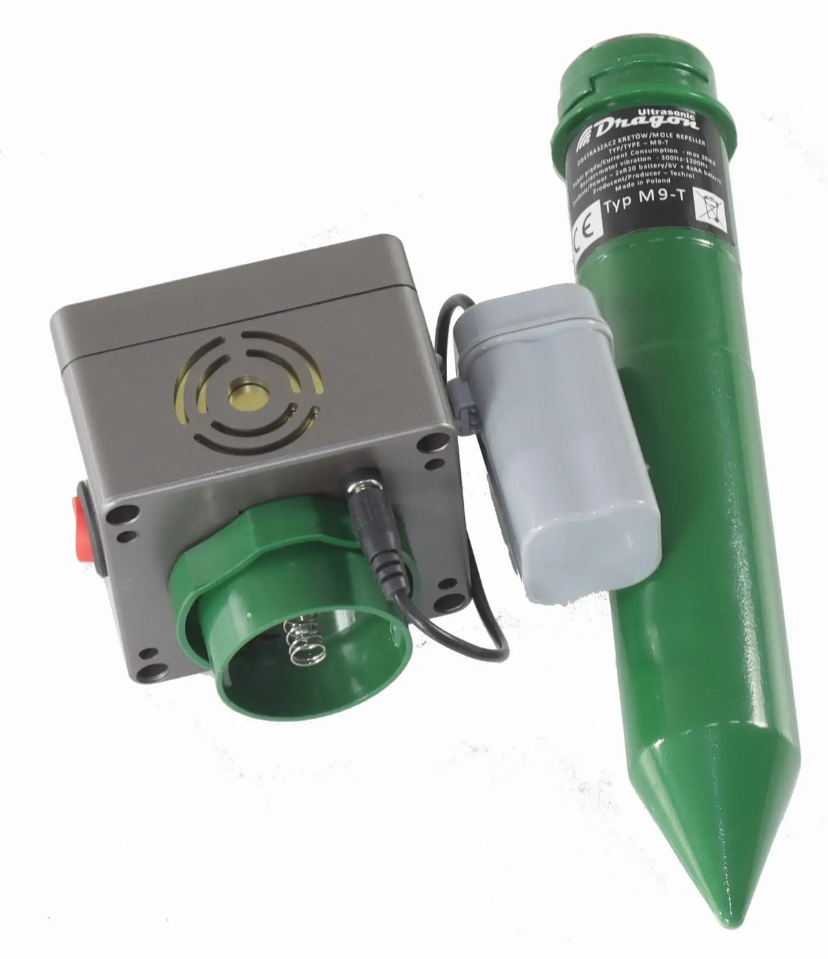 Elektroninis kurmių atbaidymo prietaisas M9T, skirtas efektyviam kurmių prevencijai ir kontroliavimui.