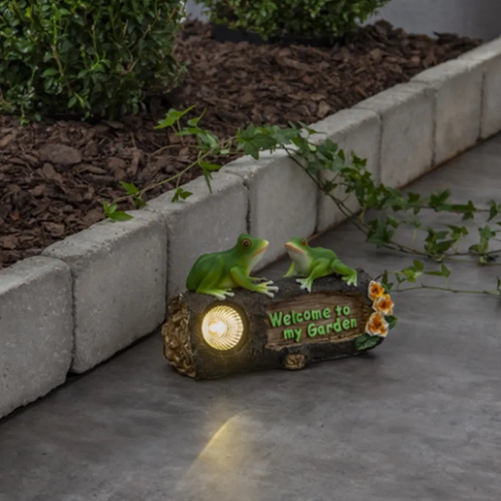 Lauko LED lempa „Frogy“ su saulės baterija (24 × 14 cm)