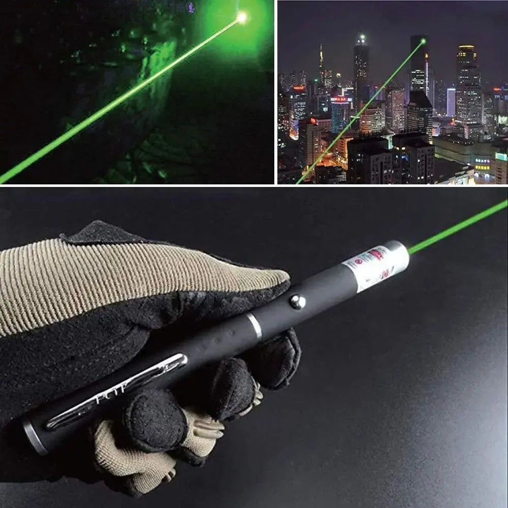Galingas 500mW lazeris įkraunamas per USB, juodas, kompaktiškas ir tvirtas lazerio įrenginys su mygtuku.