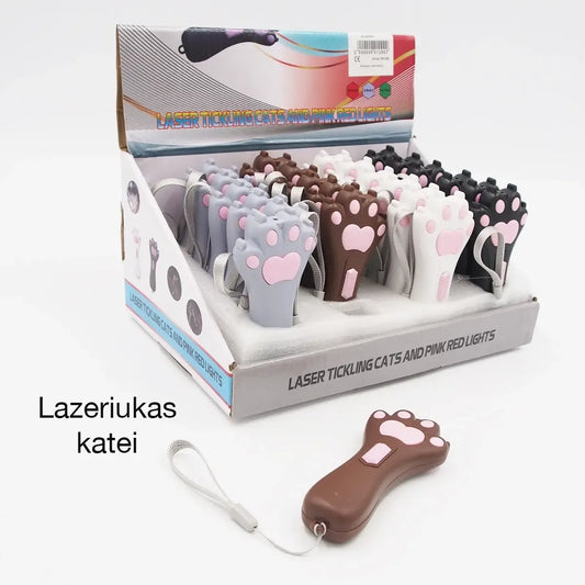 Interaktyvus lazerinis žaislas katei su pėdutės projekcija, mažas lazeriukas, skatina katės žaidimą ir judėjimą.