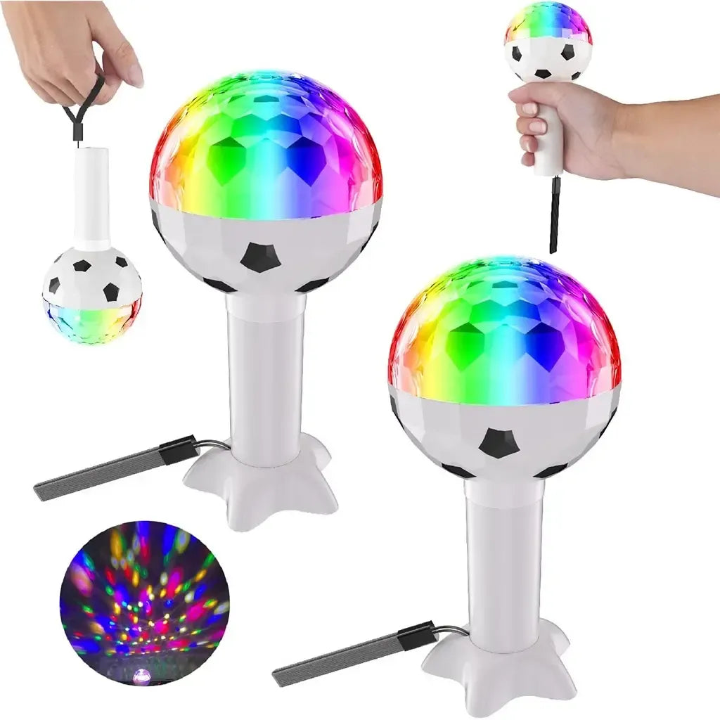 LED DISCO kamuoliukas vakarėliams, šviečiantis, mažas ir spalvingas, skirtas šokių ir šventinių renginių apšvietimui.