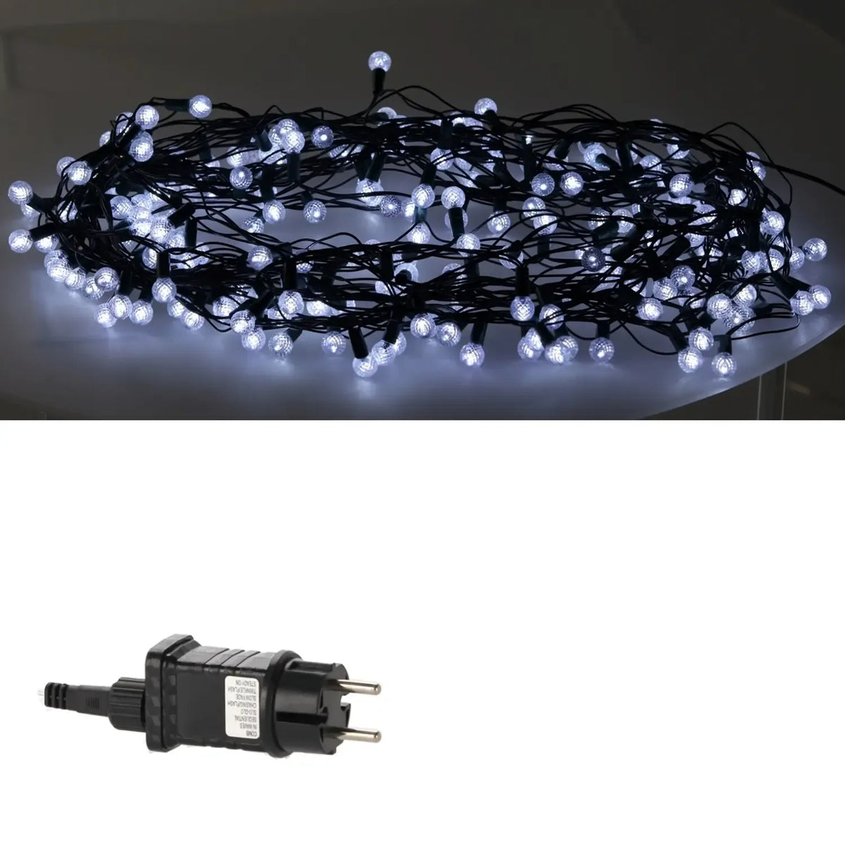 Šaltai balta LED girlianda Cherry Ball su 200 LED, 16 m ilgio, dekoratyvinė apšvietimo girlianda.