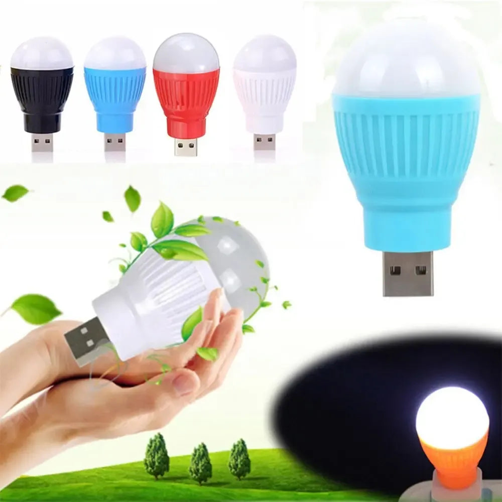 USB LED lemputė su baltu šviesos diodu ir aiškiu stiklo gaubtu, skirta naudoti su USB įrenginiais.