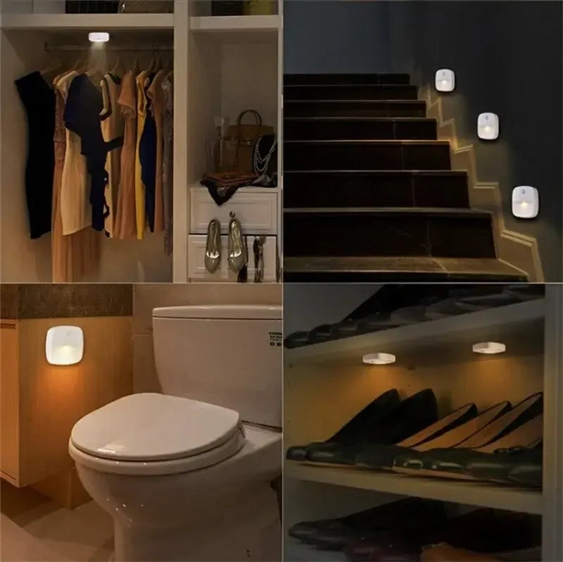 LED naktinė lemputė su judesio ir prieblandos jutikliais, balta korpuso spalva
