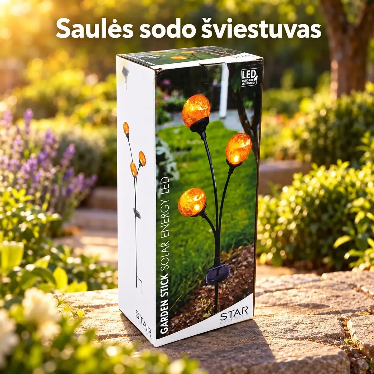 LED sodo šviestuvas su trimis dekostikliniais kamuoliukais, elegantiškas apšvietimas lauko terasoms ir sodui