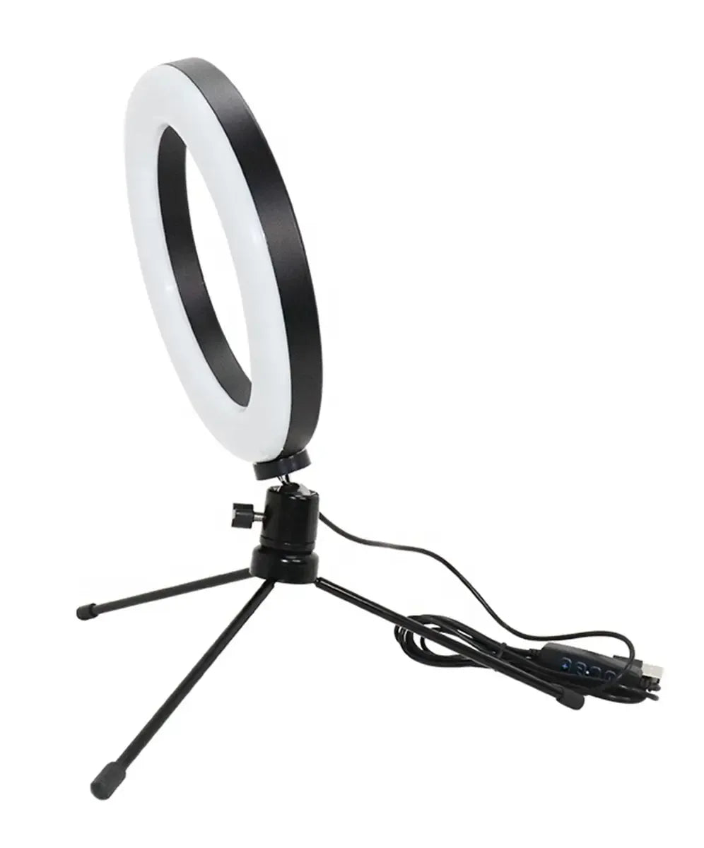 LED žiedinė lempa su trikoju, skirta turinio kūrimui ir fotografijai, optimalus apšvietimas ir lankstus reguliavimas