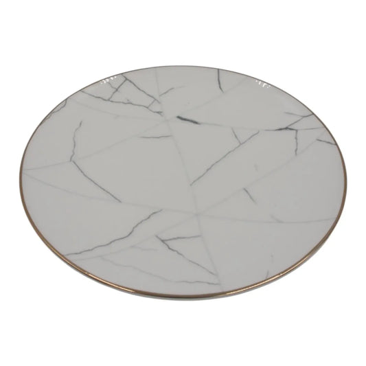 Keraminė marble dizaino lėkštė, 27 cm, su marmuro raštais, tinka serviravimui ir kasdieniam naudojimui.