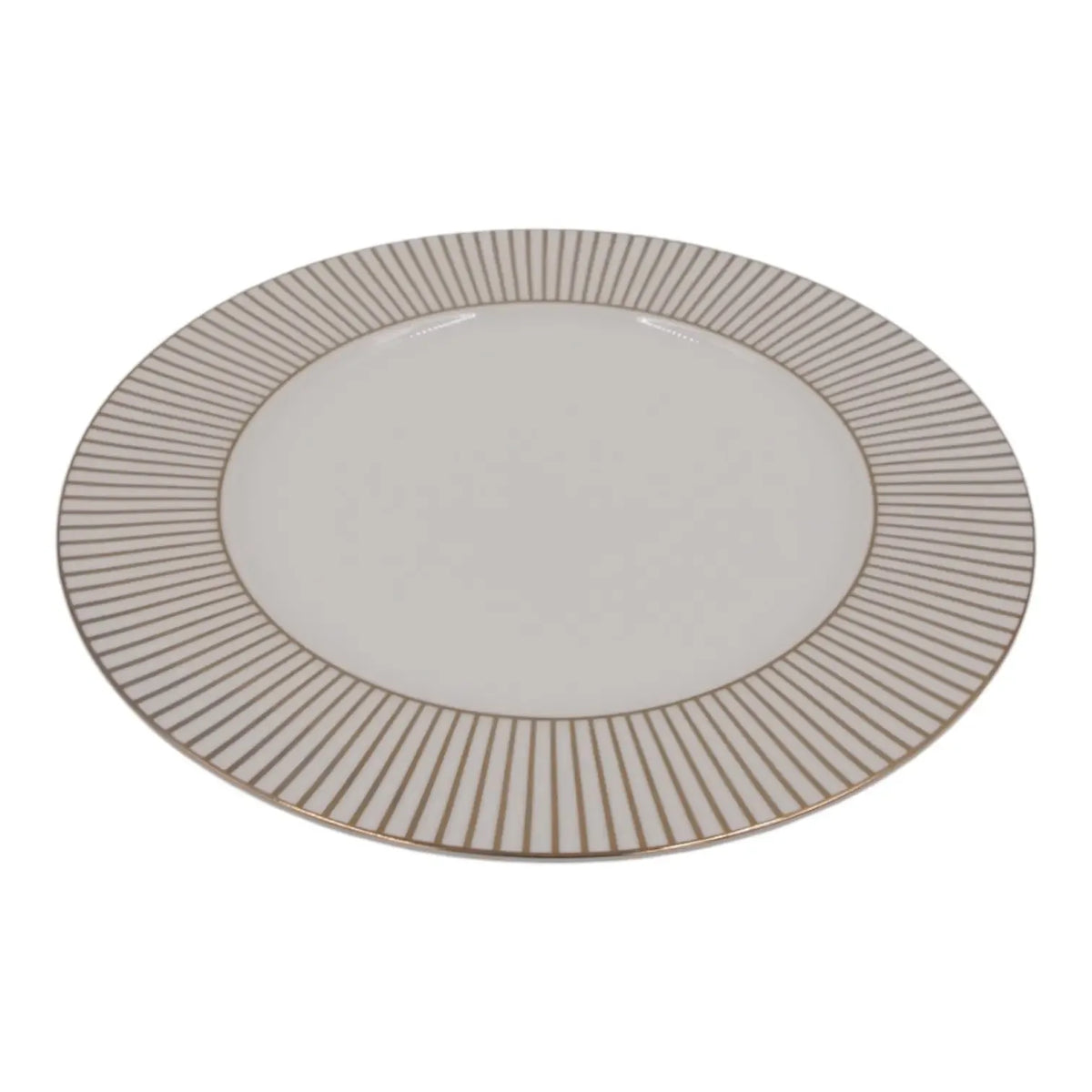Keraminė lėkštė su auksinėmis linijomis, 27 cm, elegantiška ir dekoratyvi virtuvės ar stalo serviravimo priemonė