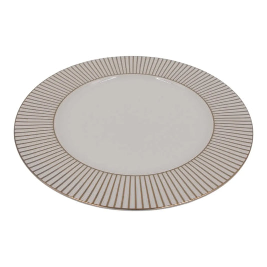 Keraminė lėkštė su auksinėmis linijomis, 27 cm, elegantiška ir dekoratyvi virtuvės ar stalo serviravimo priemonė