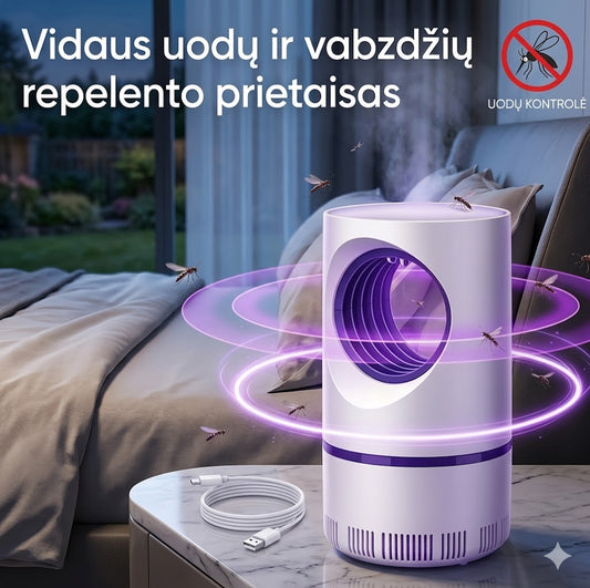 Lempa uodų naikinimui su LED apšvietimu, skirta efektyviam uodų gaudymui ir naikinimui namuose.