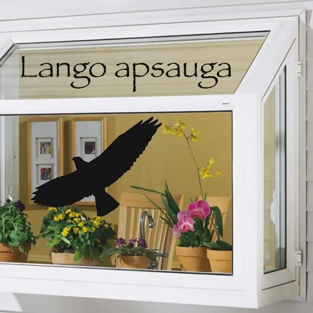 Lipdukas apsaugai nuo paukščių atsitrenkimo į langus, skaidrus ir lengvai matomas, skirtas saugoti langus nuo paukščių.