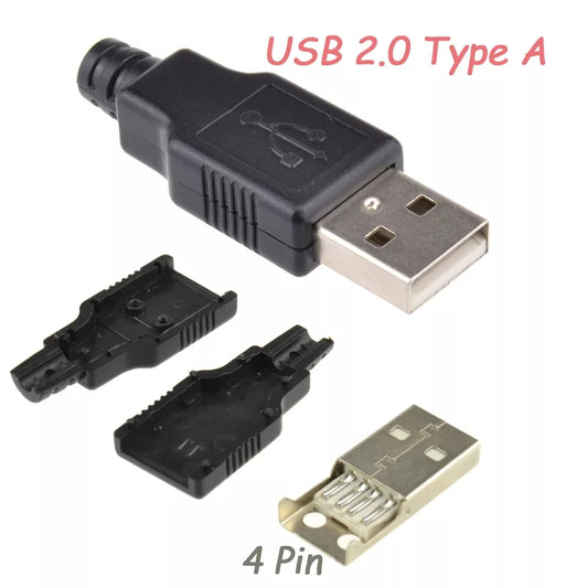 Lodējams USB Type-A A 2.0 vīriešu 4 kontaktu spraudnis